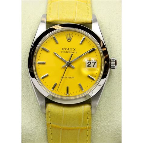 rolex oysterdate precision yellow dial|Rolex oysterdate price.